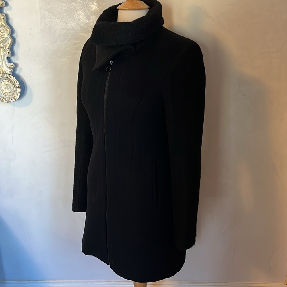 Laundry by Shelli Secal Black Wool Blend Coat w/oversized collar Size Small - Picture 7 of 15